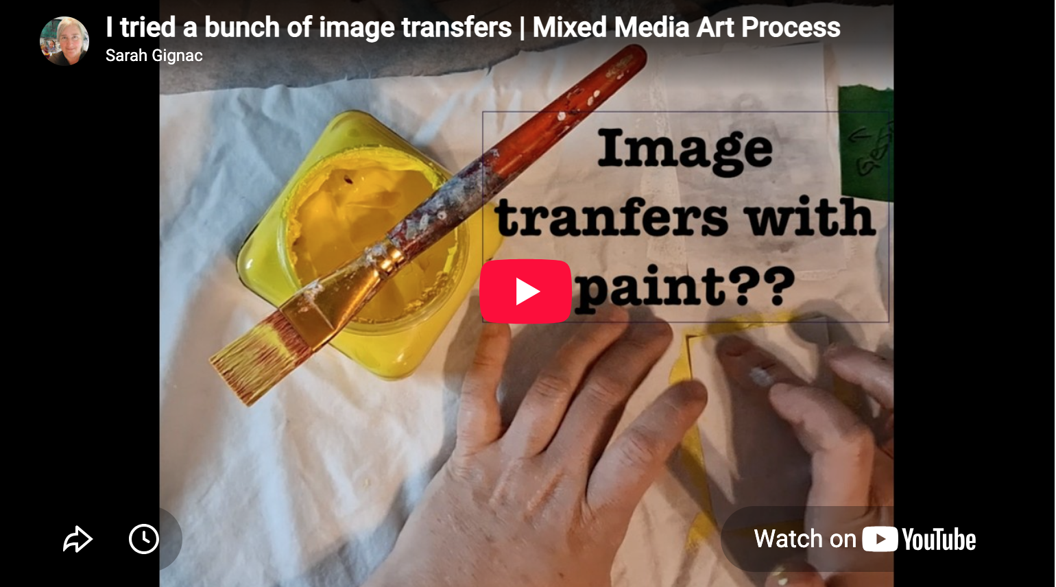 A still from the video of image transfers using paint.