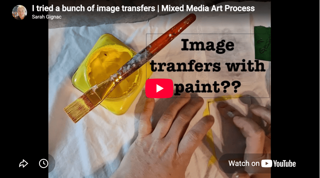 A still from the video of image transfers using paint.
